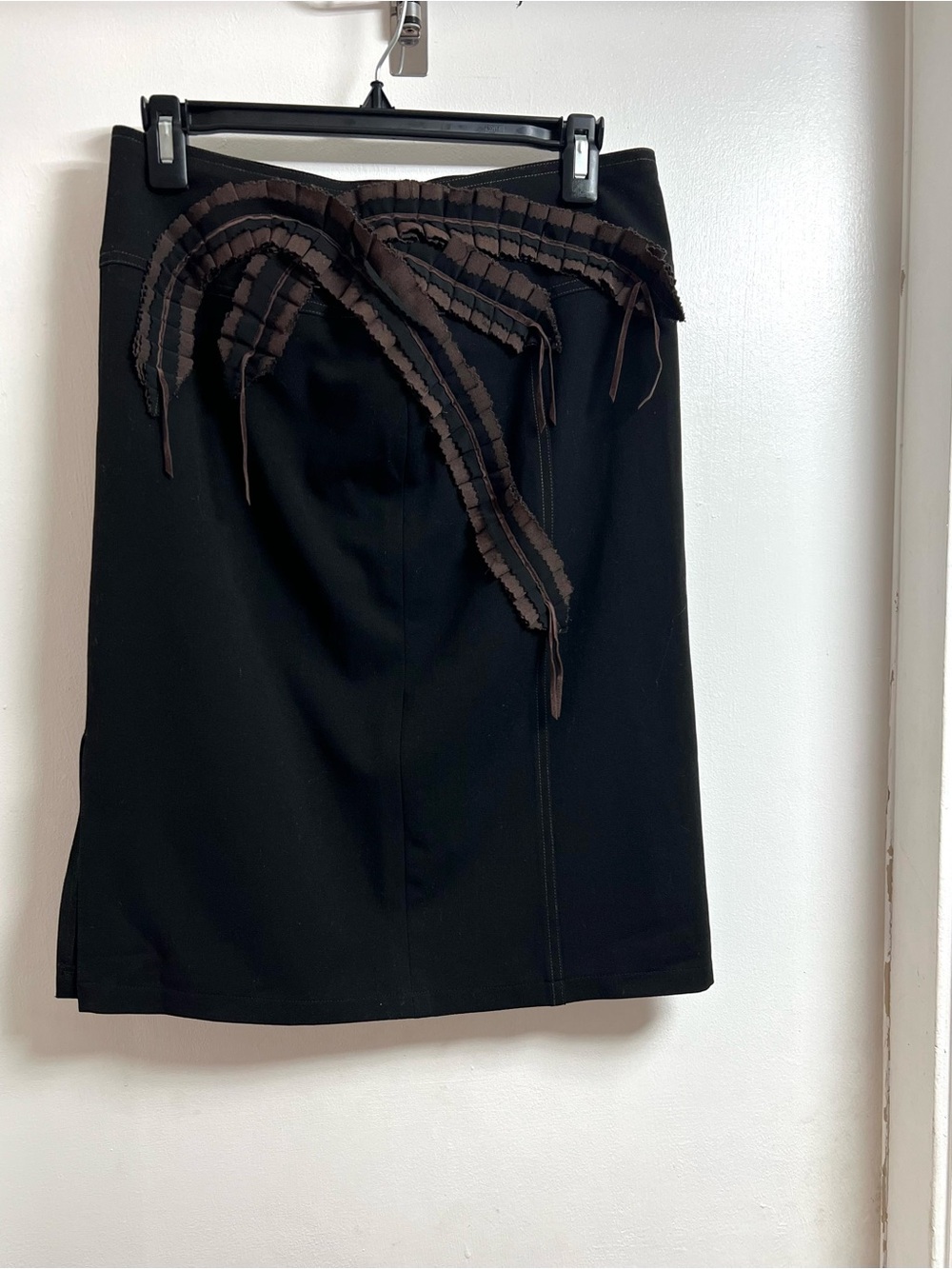 Black and Brown Skirt with Brown Ruffle Detail